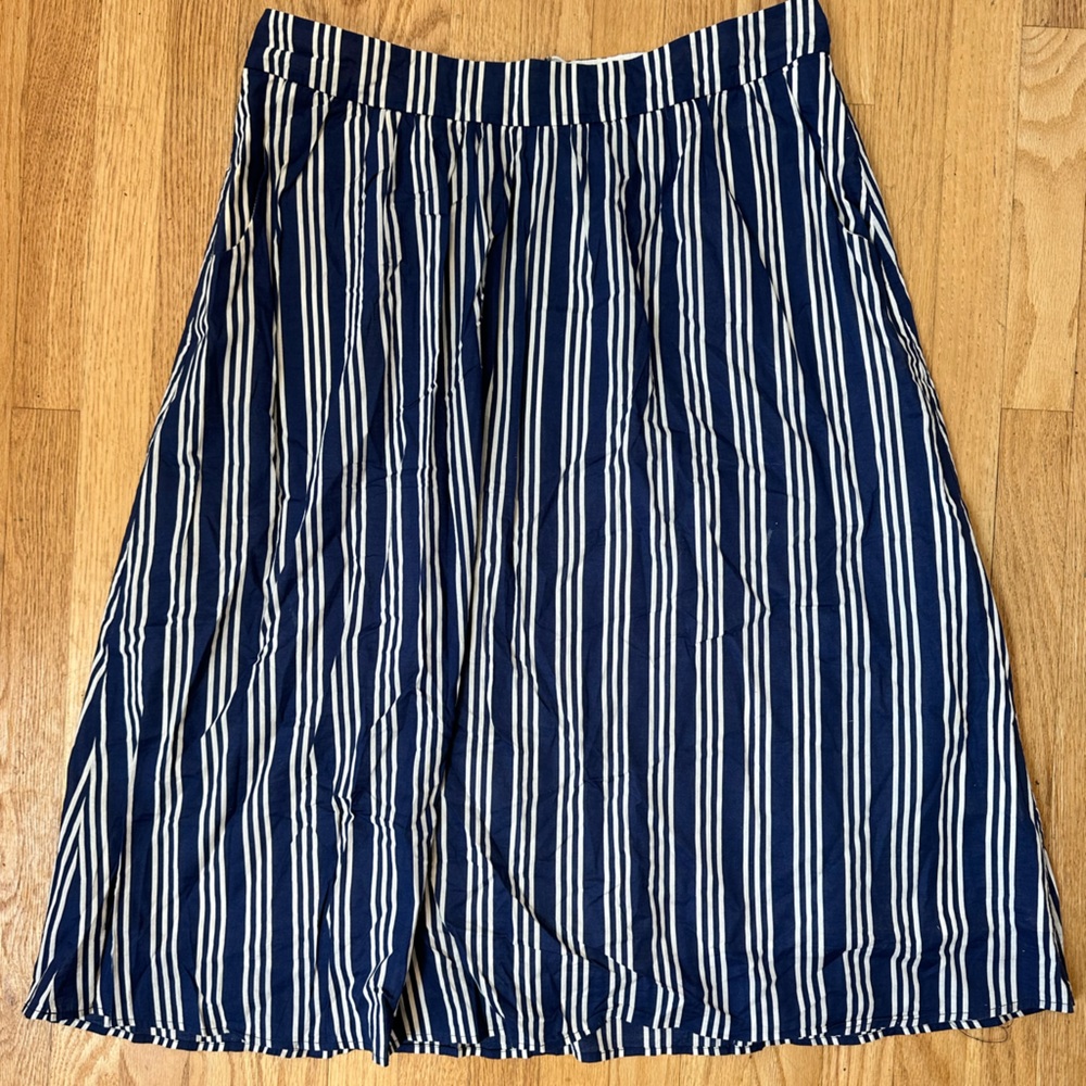 Boden Navy Striped midi Skirt 14